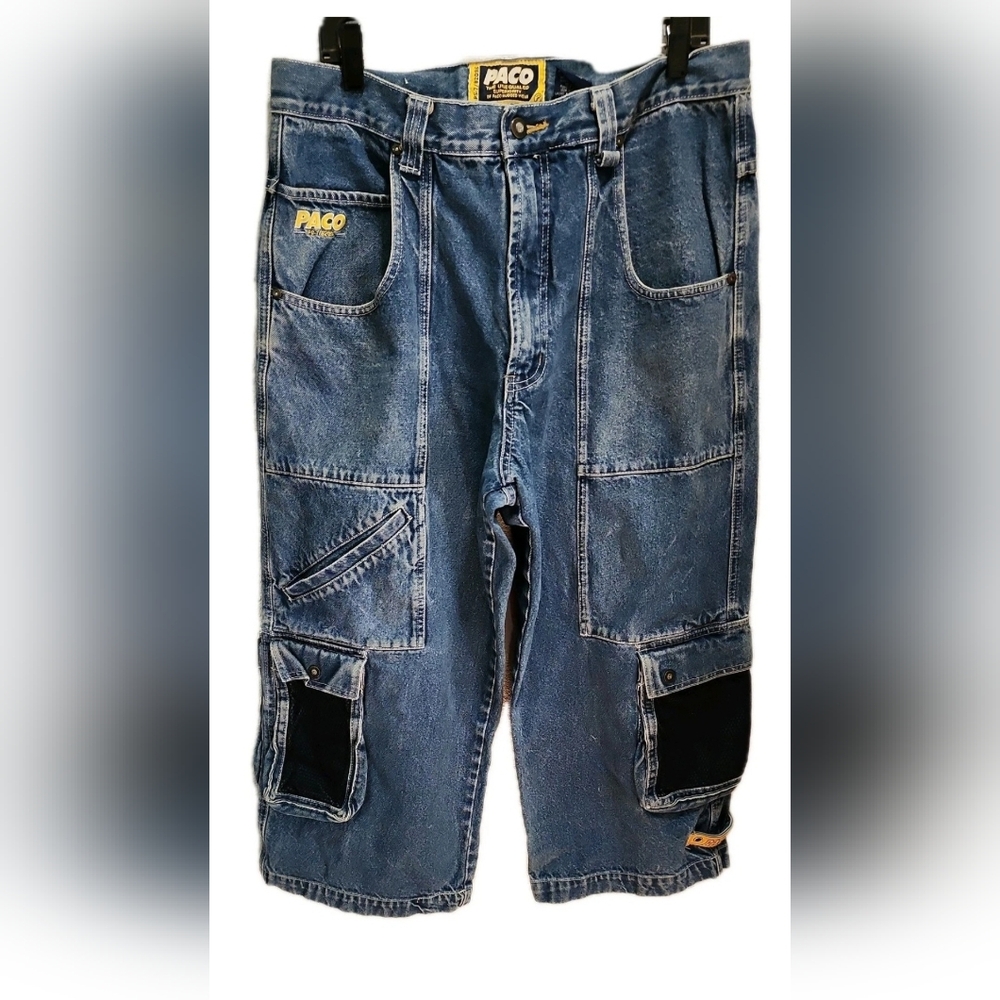 Y2K PACO Baggy Mesh Utility Cargo Pocket Shorts 9 Pockets